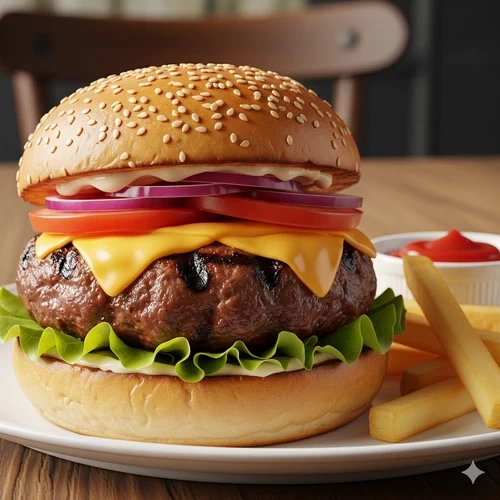 เบอร์เกอร์เนื้อวัวชิ้นโตที่ย่างบนเตา มีประโยชน์และโทษที่ควรทราบ