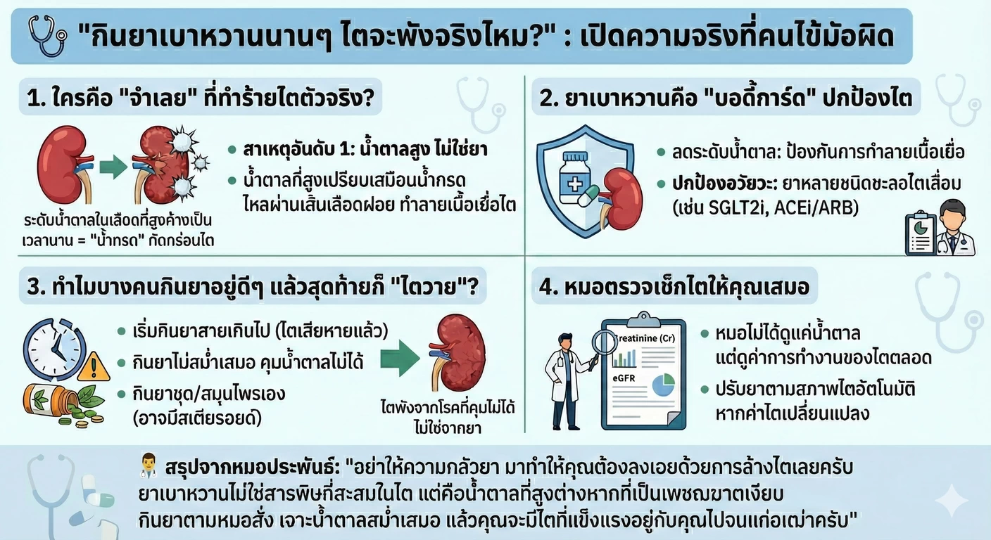 ยารักษาโรคเบาหวานมิได้ทำให้ไตเสื่อม