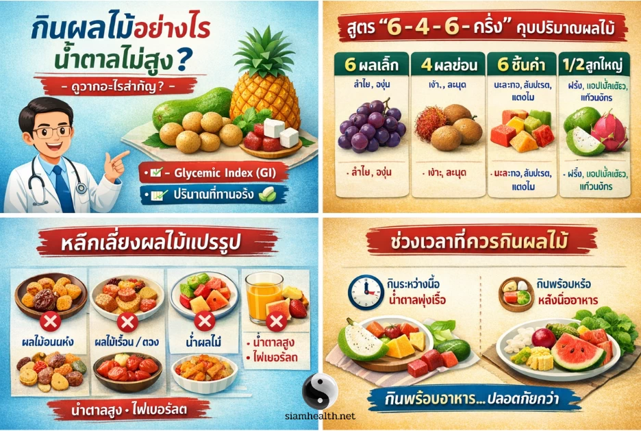 ผู้ป่วยเบาหวานควรกินผลไม้อย่างไรให้ระดับน้ำตาลไม่สูง