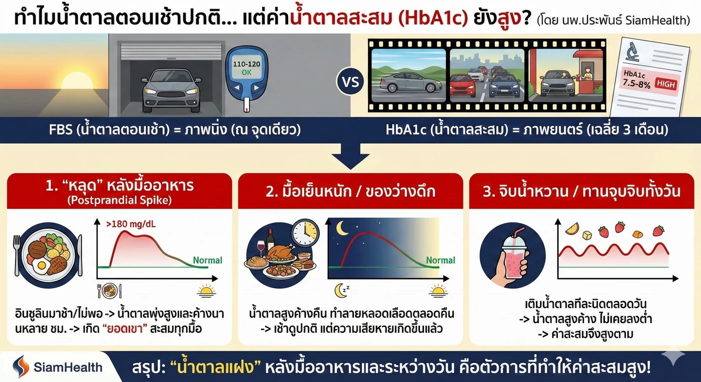 น้ำตาลอดอาหารปกติแต่น้ำตาลสะสมสูงเกิดจากอะไร