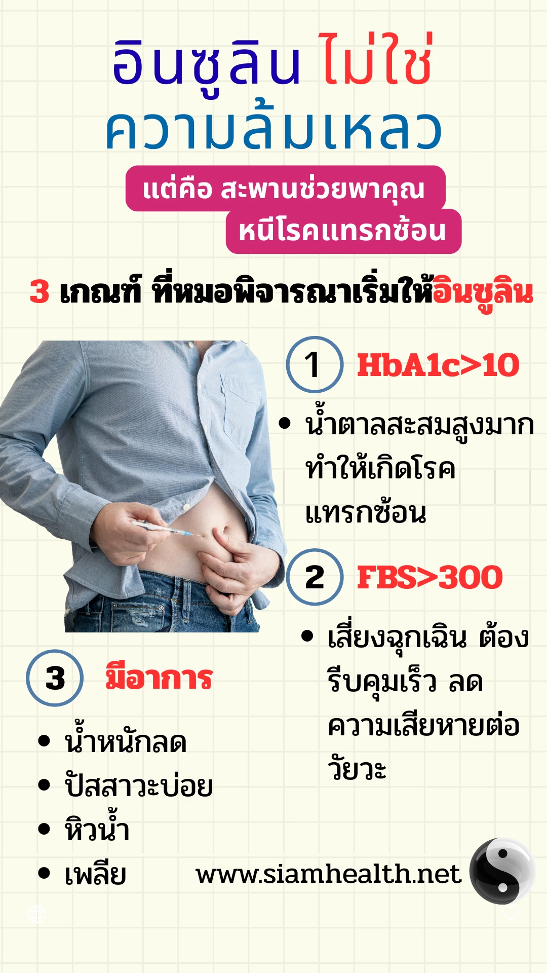 3เกณฑ์หลักในการเริ่มให้อินซูลิน