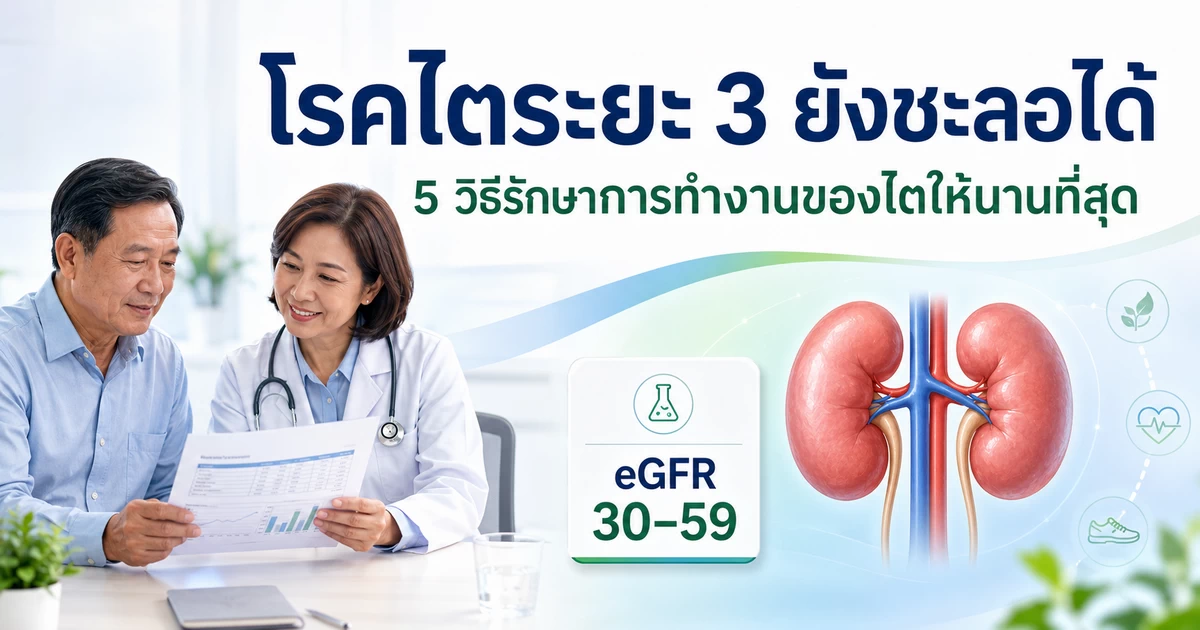 โรคไตระยะ 3 ยังชะลอได้ 5 วิธีรักษาการทำงานของไตให้นานที่สุด สำหรับผู้มีค่า eGFR 30 ถึง 59