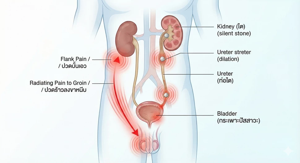 ตำแหน่งของนิ่วในไต